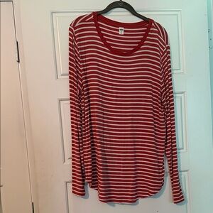 Old Navy Red & White Striped Long-Sleeve Tee